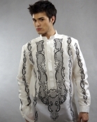 Men's Barong White Jusi fabric 100307 White Men's Barong White Jusi fabric 100307 White